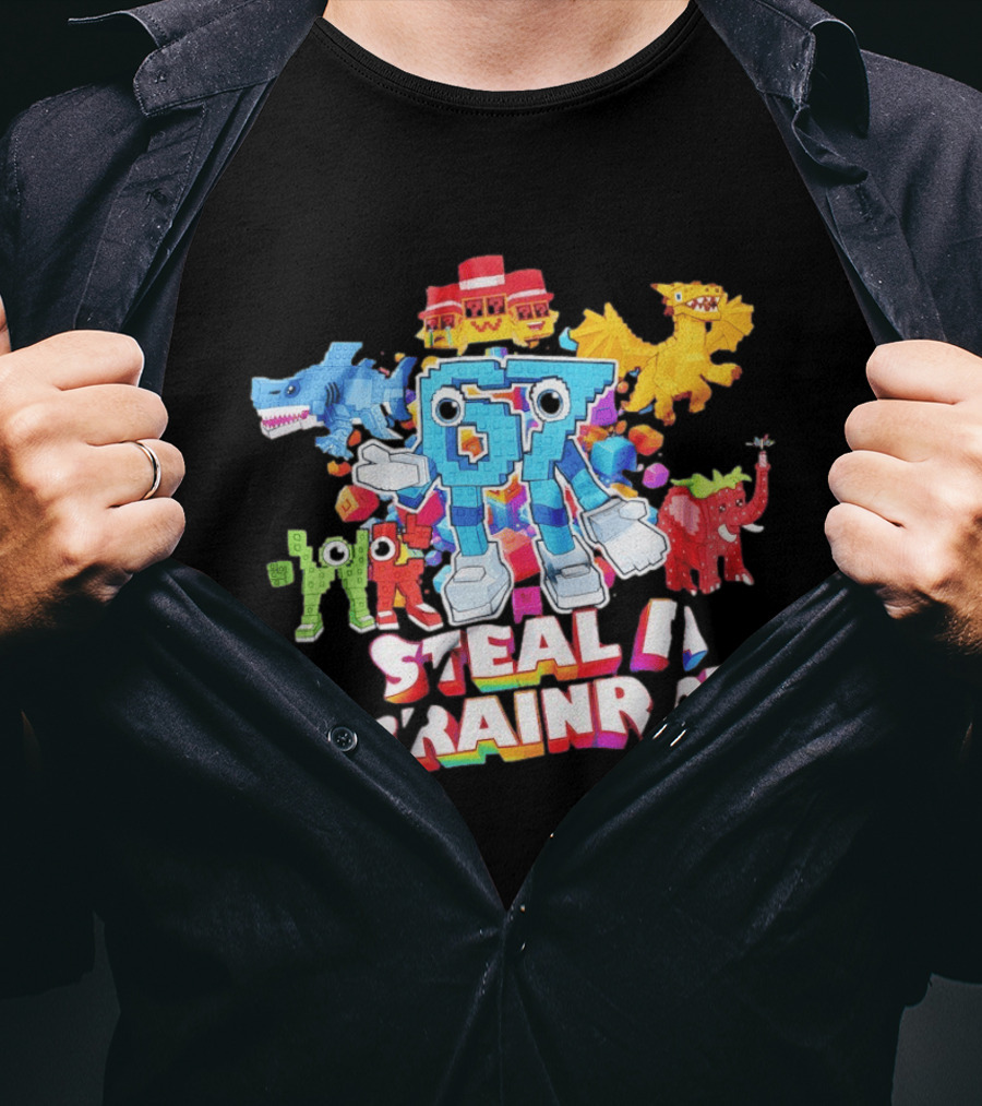Steal A Brainrot 67 Blocks Colorful Characters T-Shirt