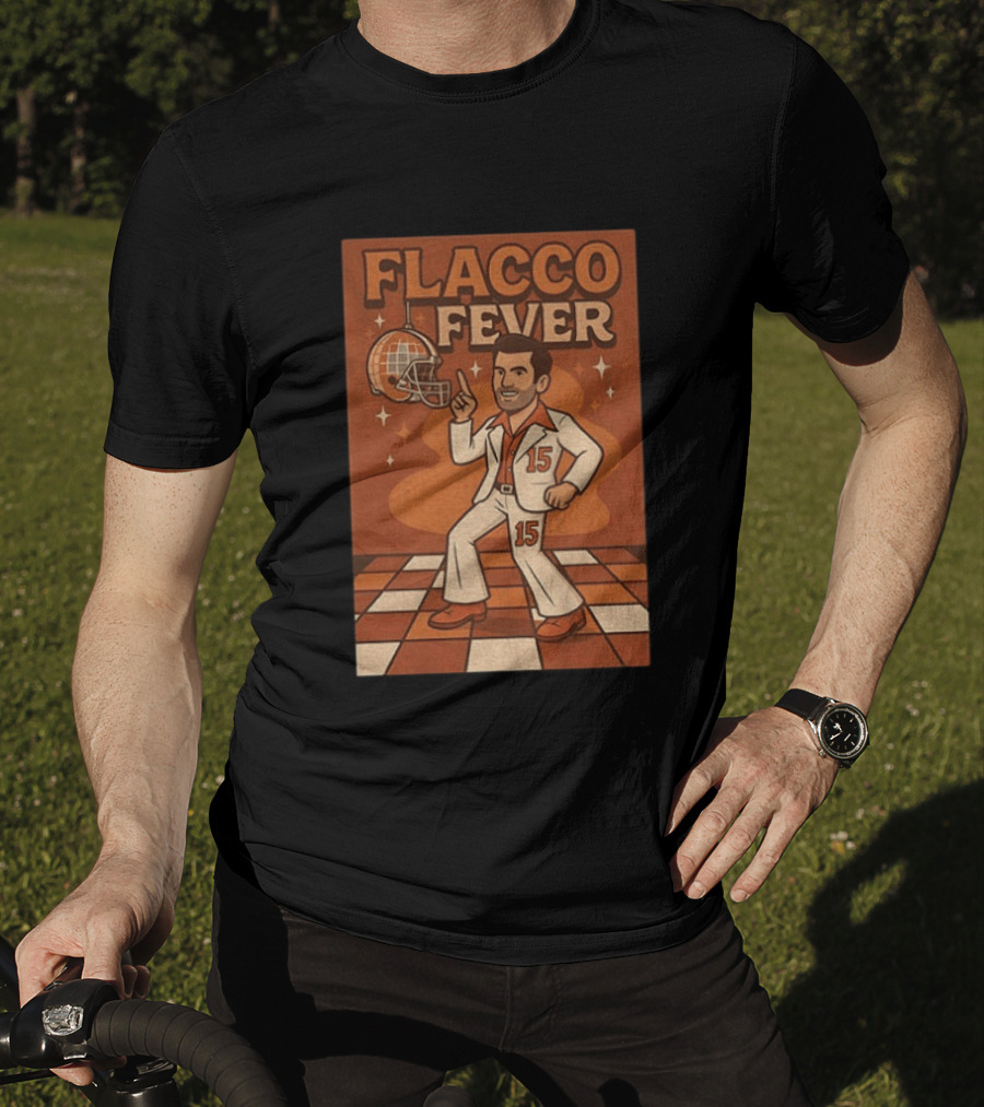 Flacco Fever Cleveland Browns 15 Football Retro Disco T-Shirt