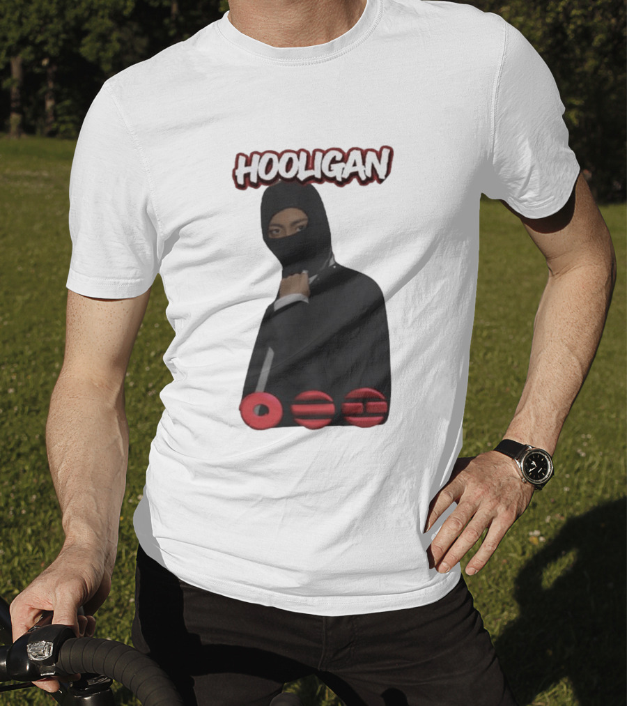 Hooligan Masked Style With BTS Concert Red Accents T-Shirt