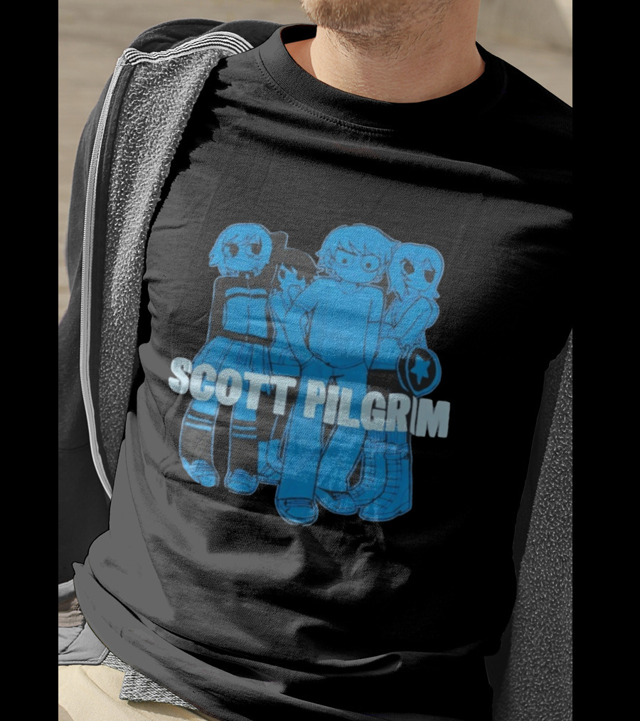 Scott Pilgrim Characters Group Blue T-Shirt