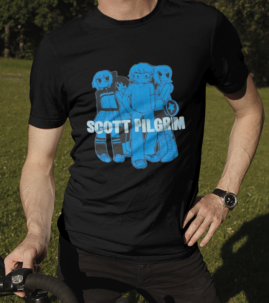 Scott Pilgrim Characters Group Blue T-Shirt