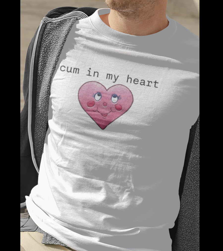Cum In My Heart Pink Cartoon Style Cute Face T-Shirt