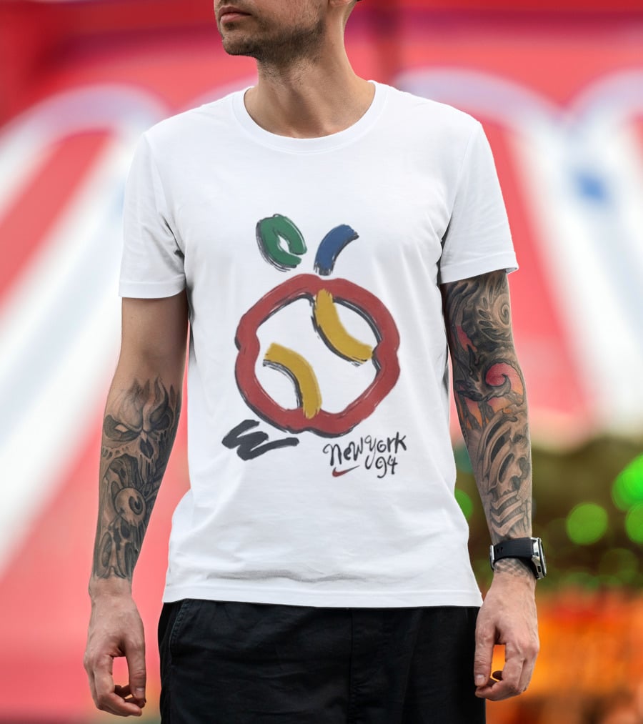 New York 94 Apple With Nike Swoosh And Abstract T-Shirt