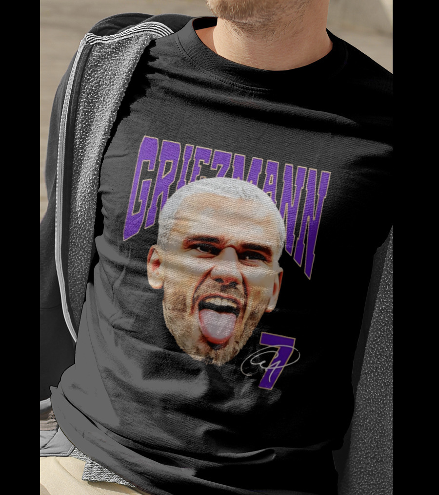 Antoine Griezmann Expression Purple Text Number 7 T-Shirt