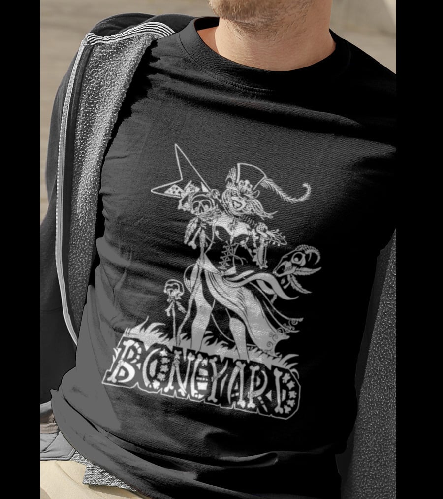Boneyard Rocker Skeleton Woman Flying V Guitar T-Shirt