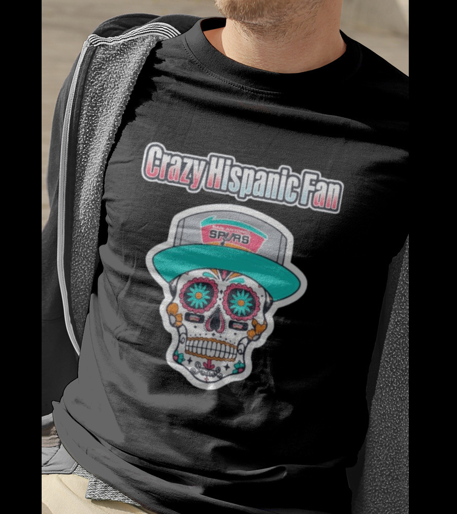 Crazy Hispanic Fan San Antonio Spurs Sugar Skull Hat T-Shirt