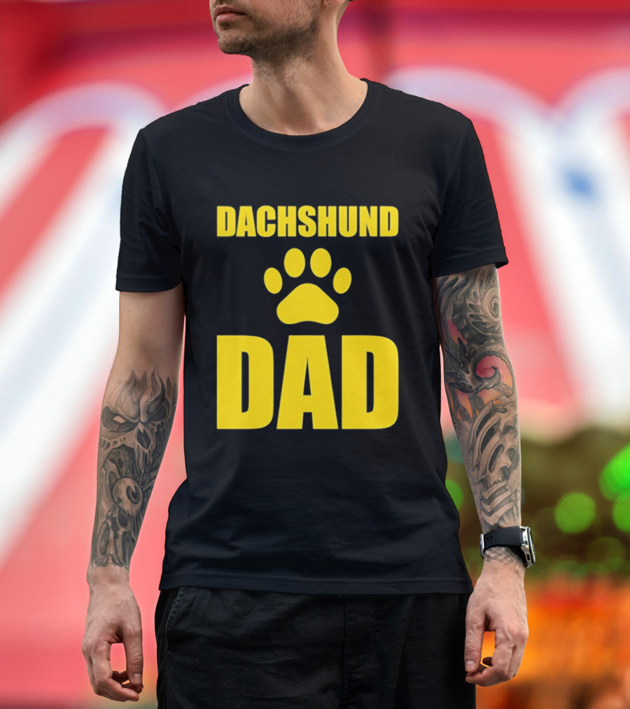 Dachshund Dad Wiener Dog Paw Print T-Shirt
