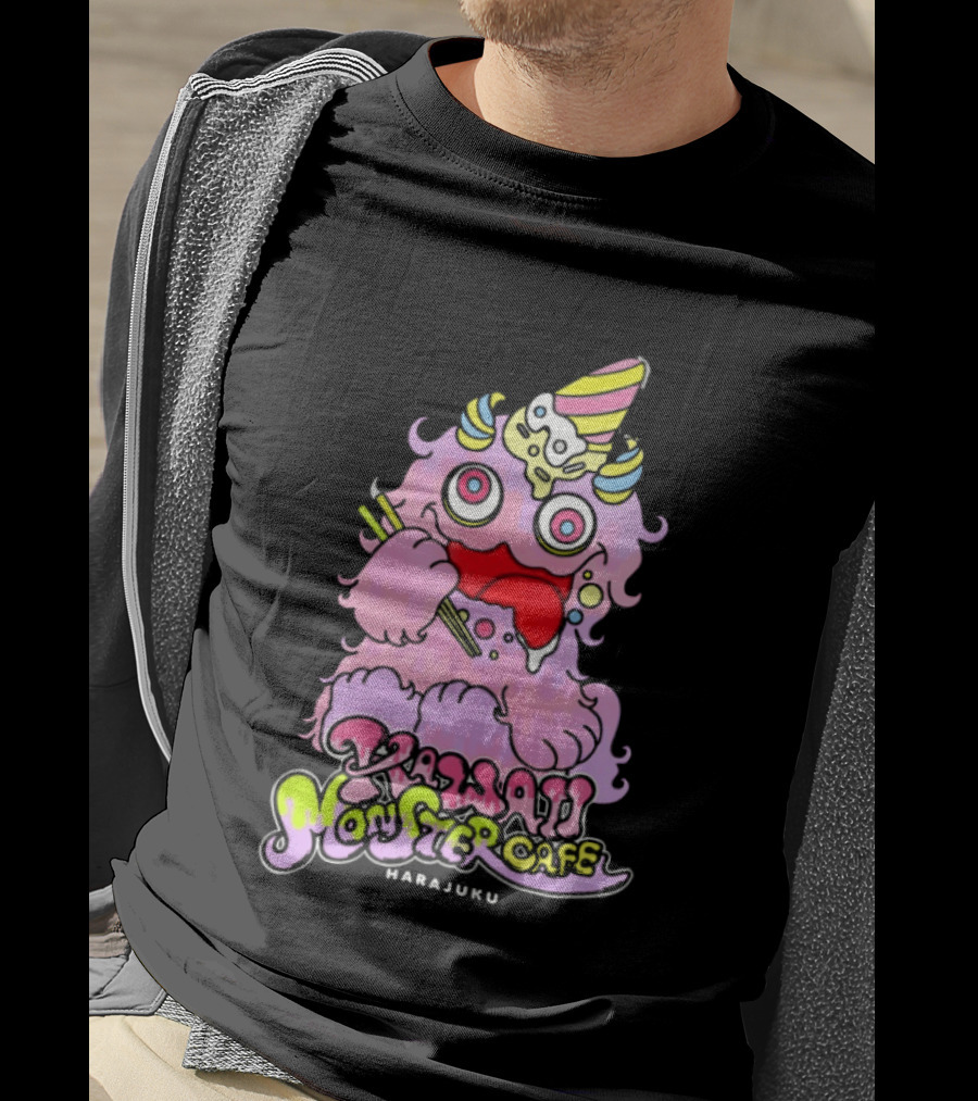 Kawaii Monster Cafe Harajuku Pink Fluffy Creature Fun T-Shirt