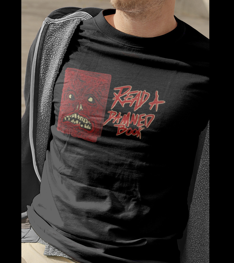 Read A Damned Book Creepy Red Monster Face T-Shirt