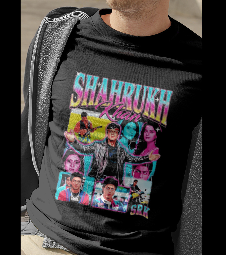 SHAHRUKH KHAN SRK Kajol Juhi Chawla Guitar Motorcycle T-Shirt