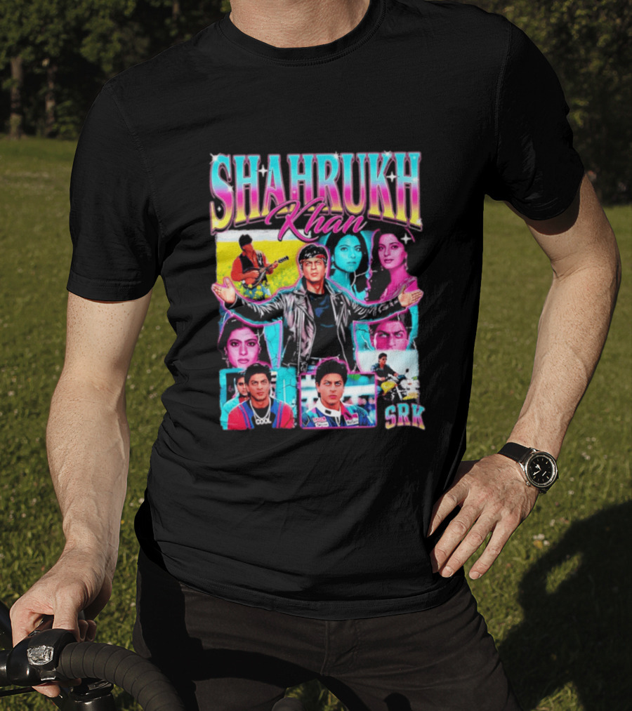 SHAHRUKH KHAN SRK Kajol Juhi Chawla Guitar Motorcycle T-Shirt