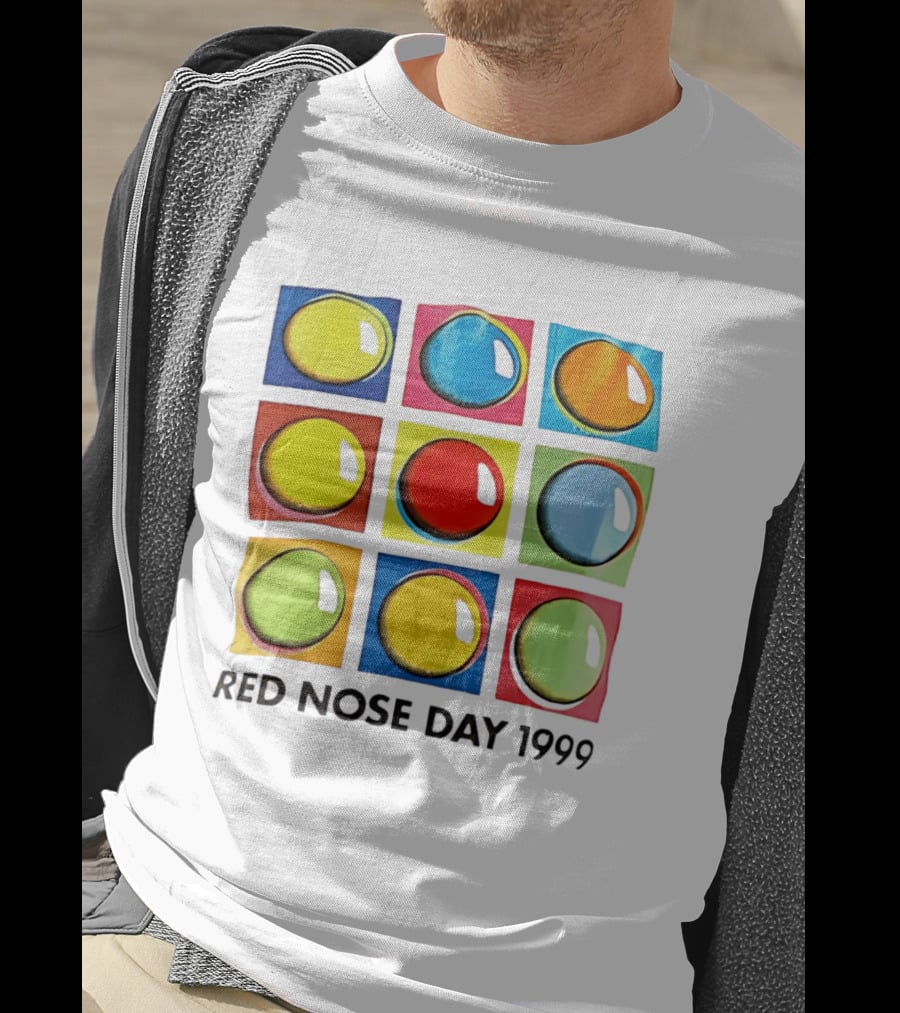 Red Nose Day 1999 Colorful Circular Pop Art Squares T-Shirt