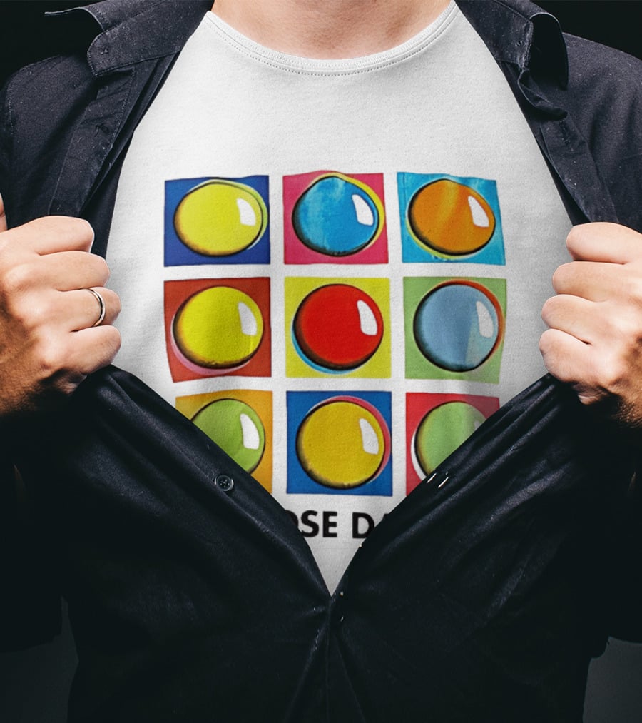 Red Nose Day 1999 Colorful Circular Pop Art Squares T-Shirt