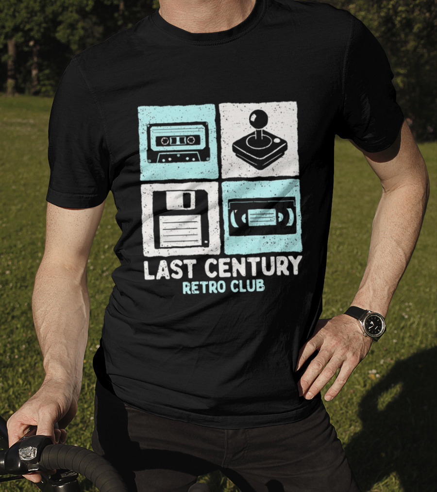 Last Century Retro Club Cassette Tape Joystick Floppy Disk Video Tape T-Shirt