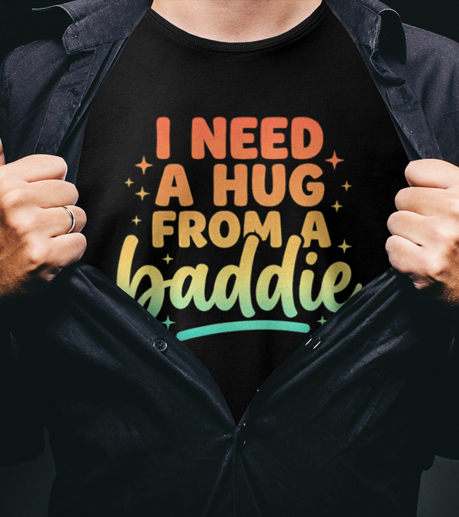 I Need A Hug From A Baddie Gradient Pastel Star Aesthetic T-Shirt