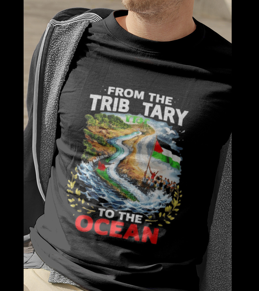 From The Tributary To The Ocean Journey With Flag And River T-Shirt