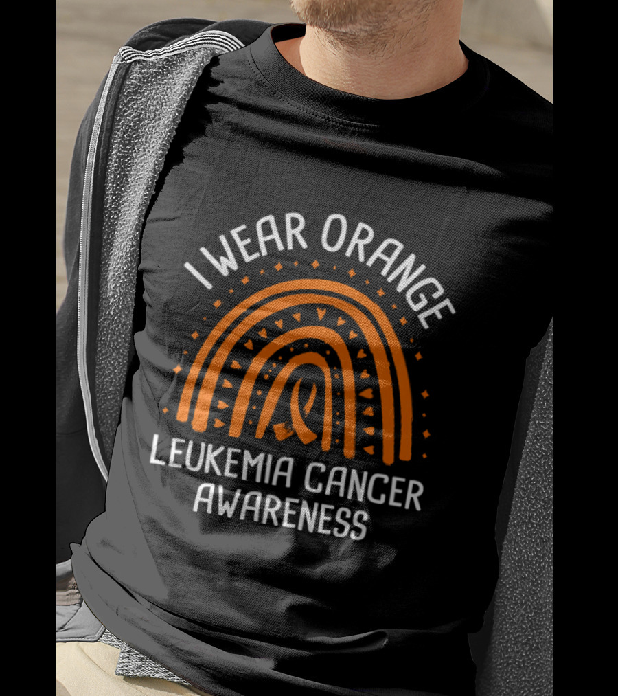 I Wear Orange Leukemia Cancer Awareness Orange Ribbon T-Shirt