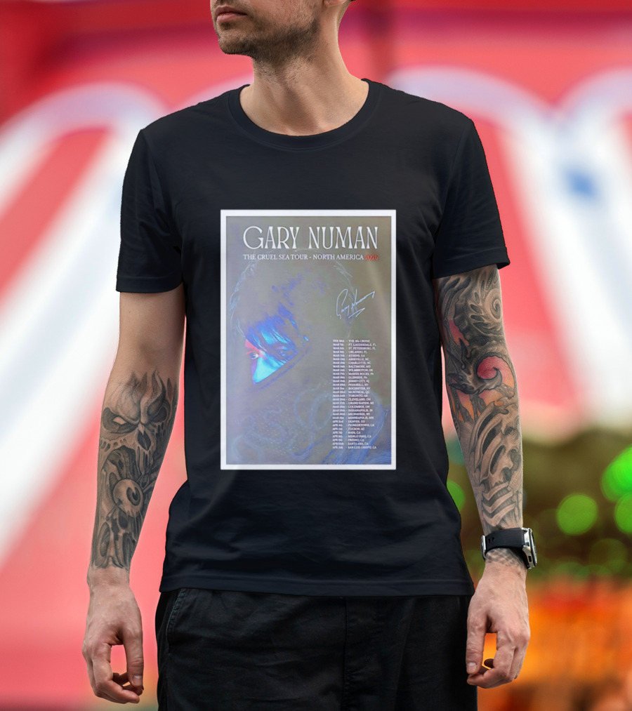 Gary Numan The Cruel Sea Tour North America 2026 Signed T-Shirt