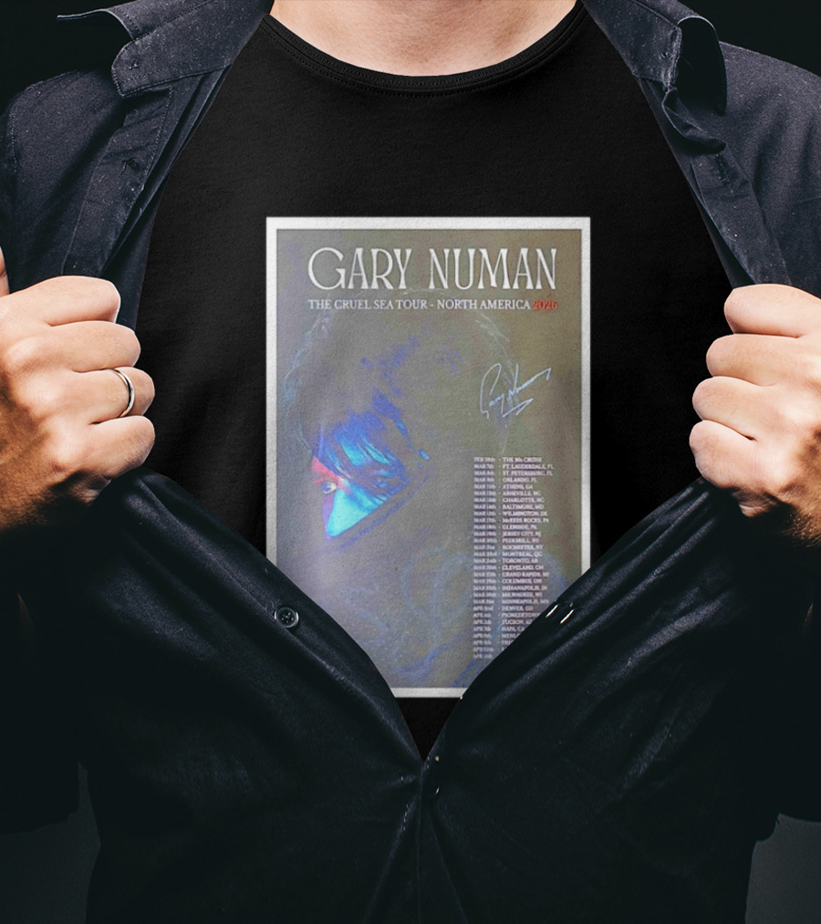 Gary Numan The Cruel Sea Tour North America 2026 Signed T-Shirt