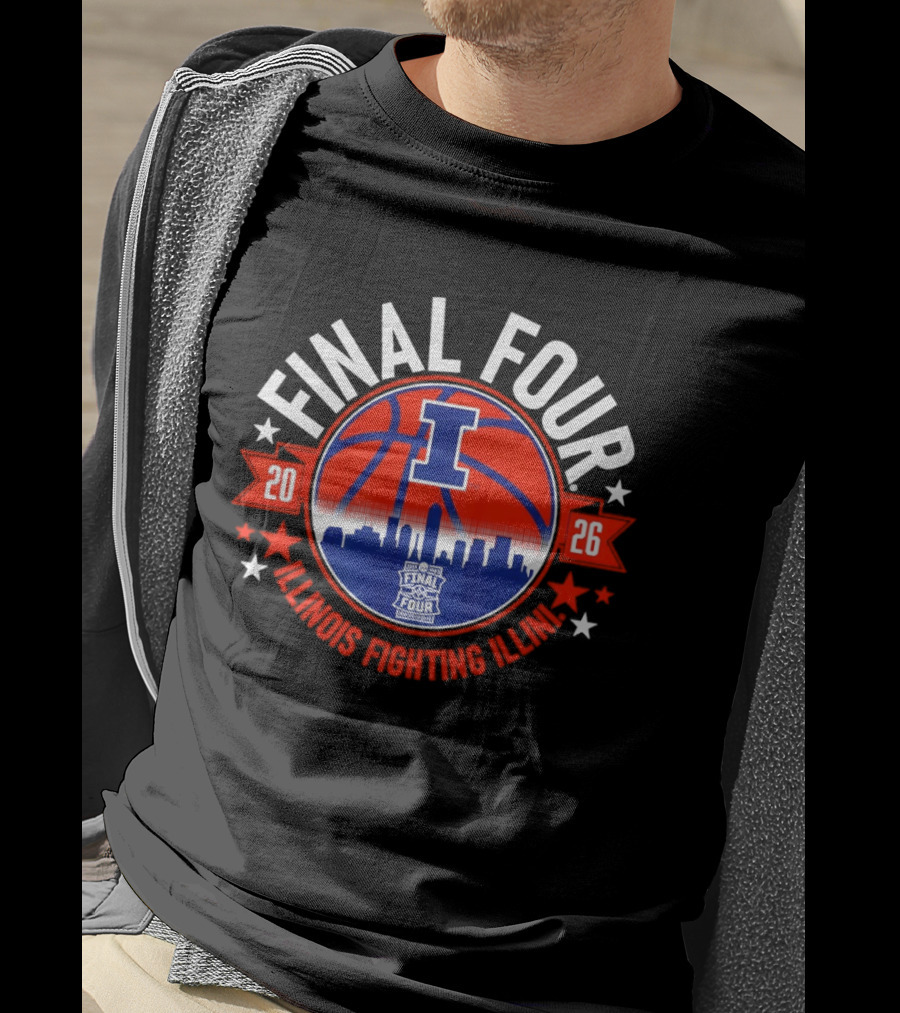 Illinois Fighting Illini 2026 Final Four Basketball Skyline T-Shirt