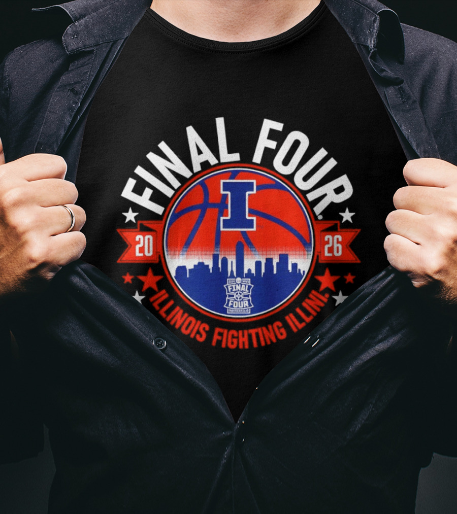 Illinois Fighting Illini 2026 Final Four Basketball Skyline T-Shirt