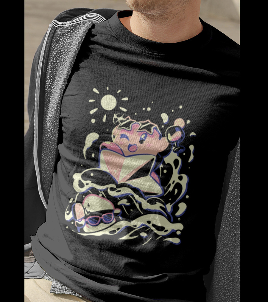 Kirby Ride The Wave Star Sunglasses And Surf Adventure T-Shirt