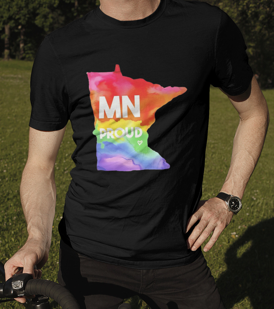 MN Proud Rainbow Heart Minnesota Map T-Shirt