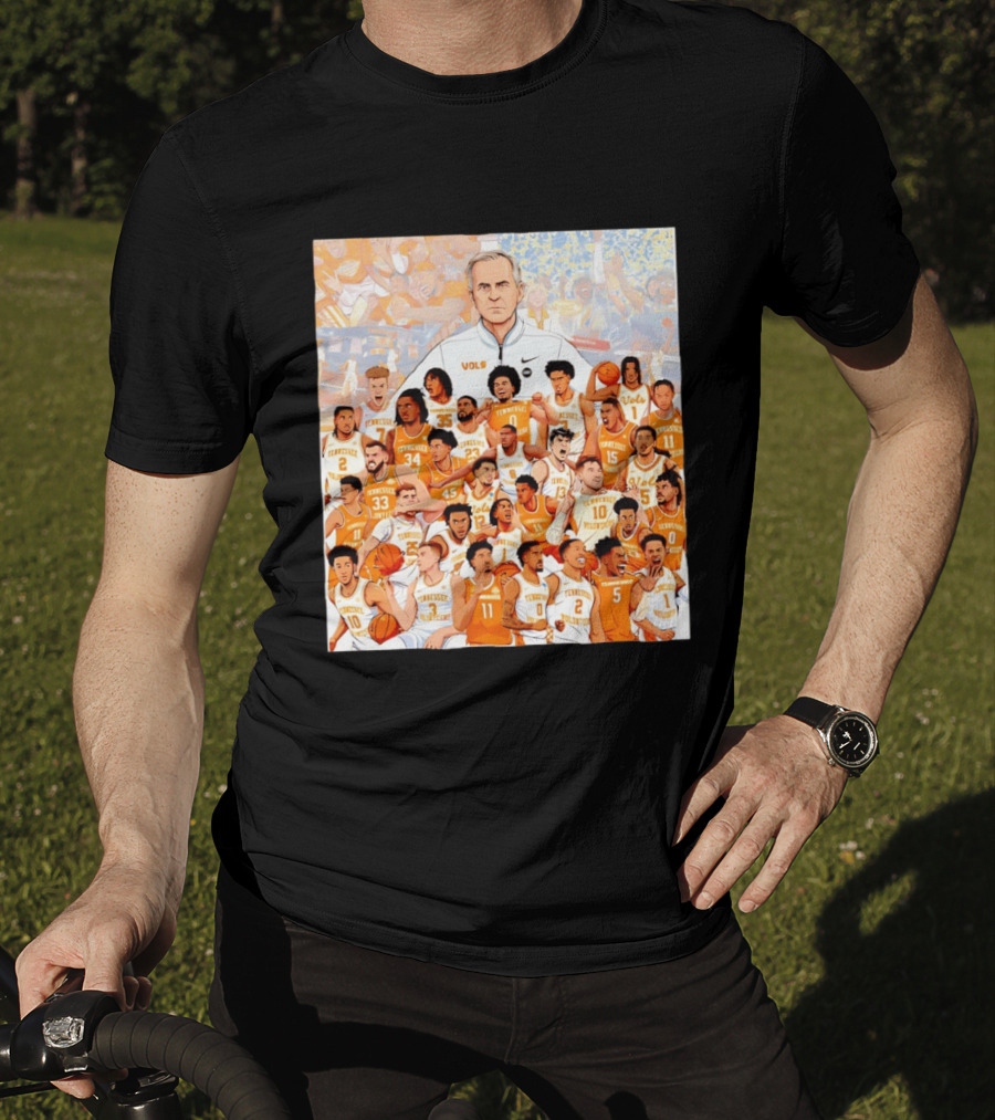 Tennessee Volunteers Basketball Team Illustration Coach Vols Players T-Shirt