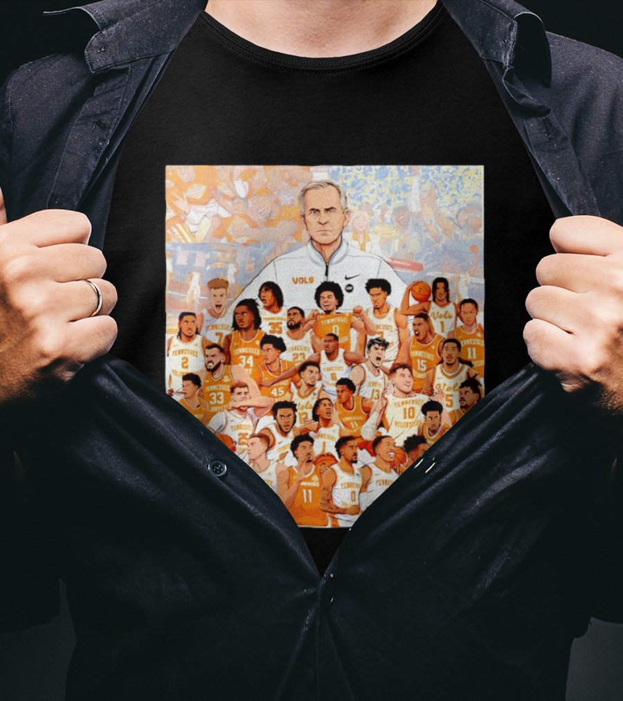 Tennessee Volunteers Basketball Team Illustration Coach Vols Players T-Shirt