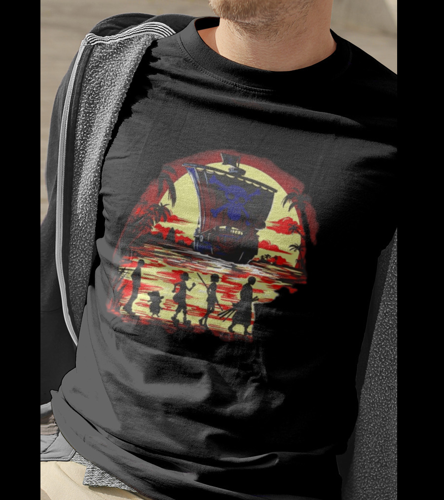 Fellowship Straw Hat Pirates Going Merry Sunset Adventure T-Shirt