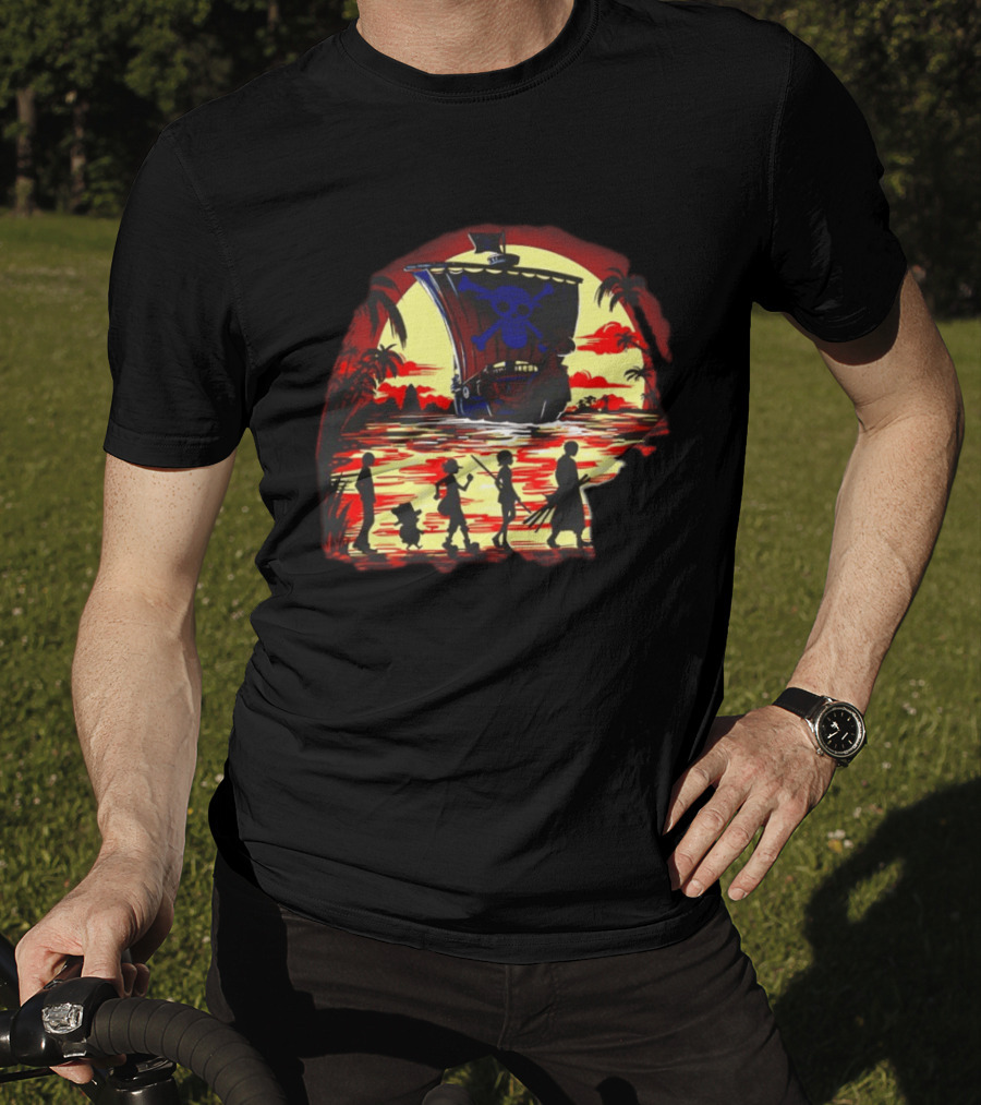 Fellowship Straw Hat Pirates Going Merry Sunset Adventure T-Shirt