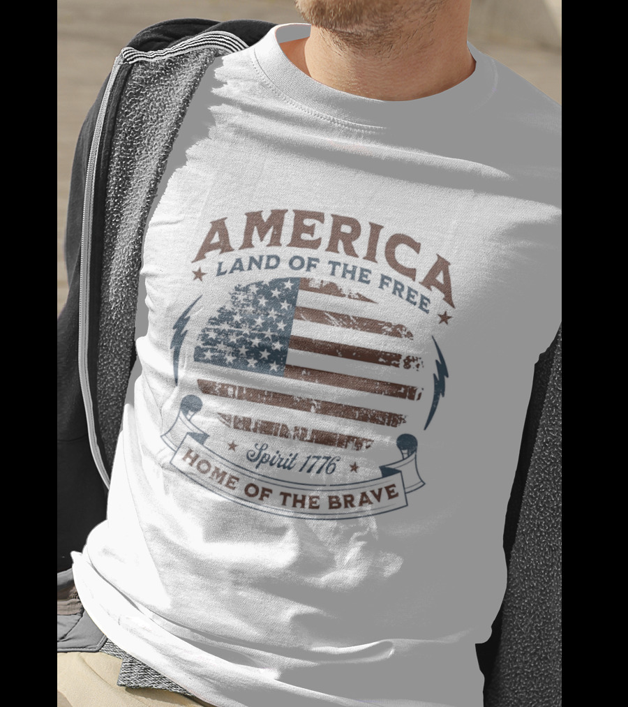 America Land Of The Free Home Of The Brave Spirit 1776 Flag Celebration T-Shirt
