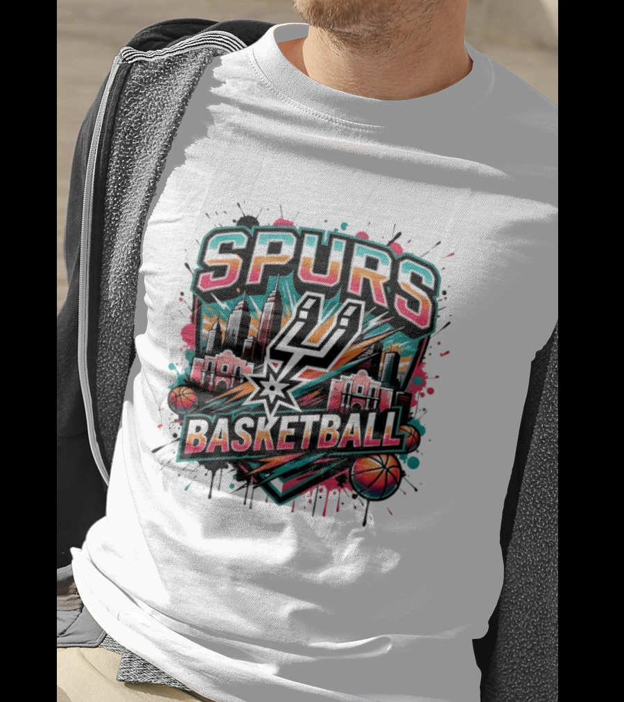 San Antonio Spurs Fiesta Skyline Basketball T-Shirt