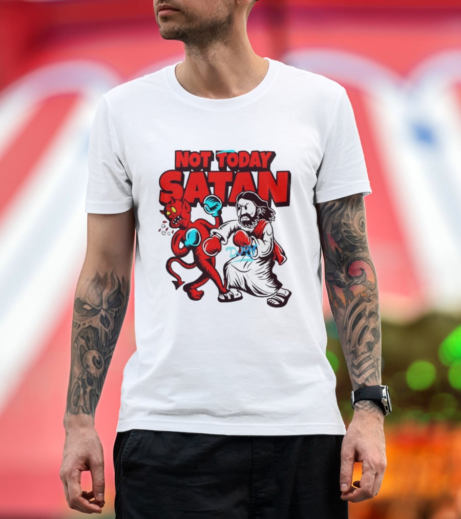 Not Today Satan God Versus Devil Boxing Match T-Shirt