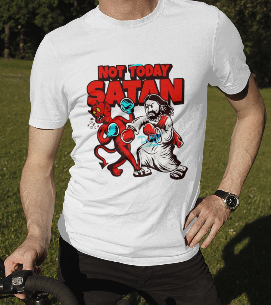 Not Today Satan God Versus Devil Boxing Match T-Shirt