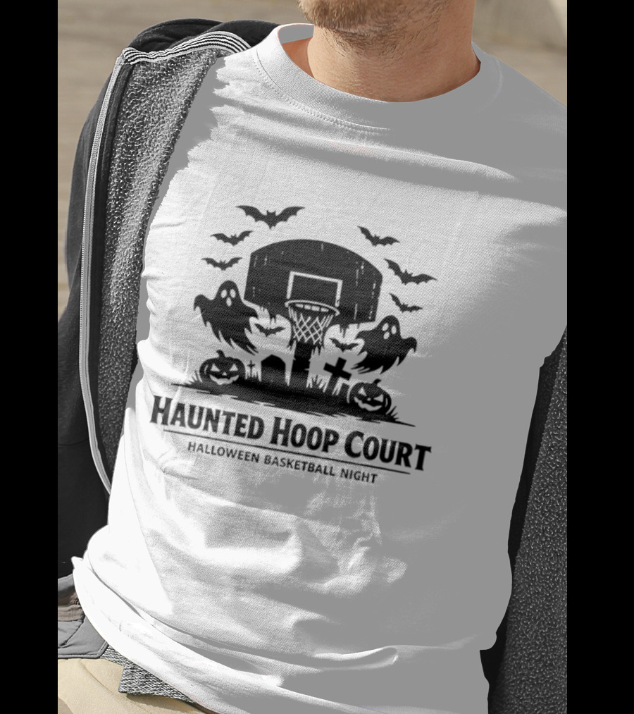 Halloween Haunted Hoop Court Spooky Pumpkin Basketball Night T-Shirt