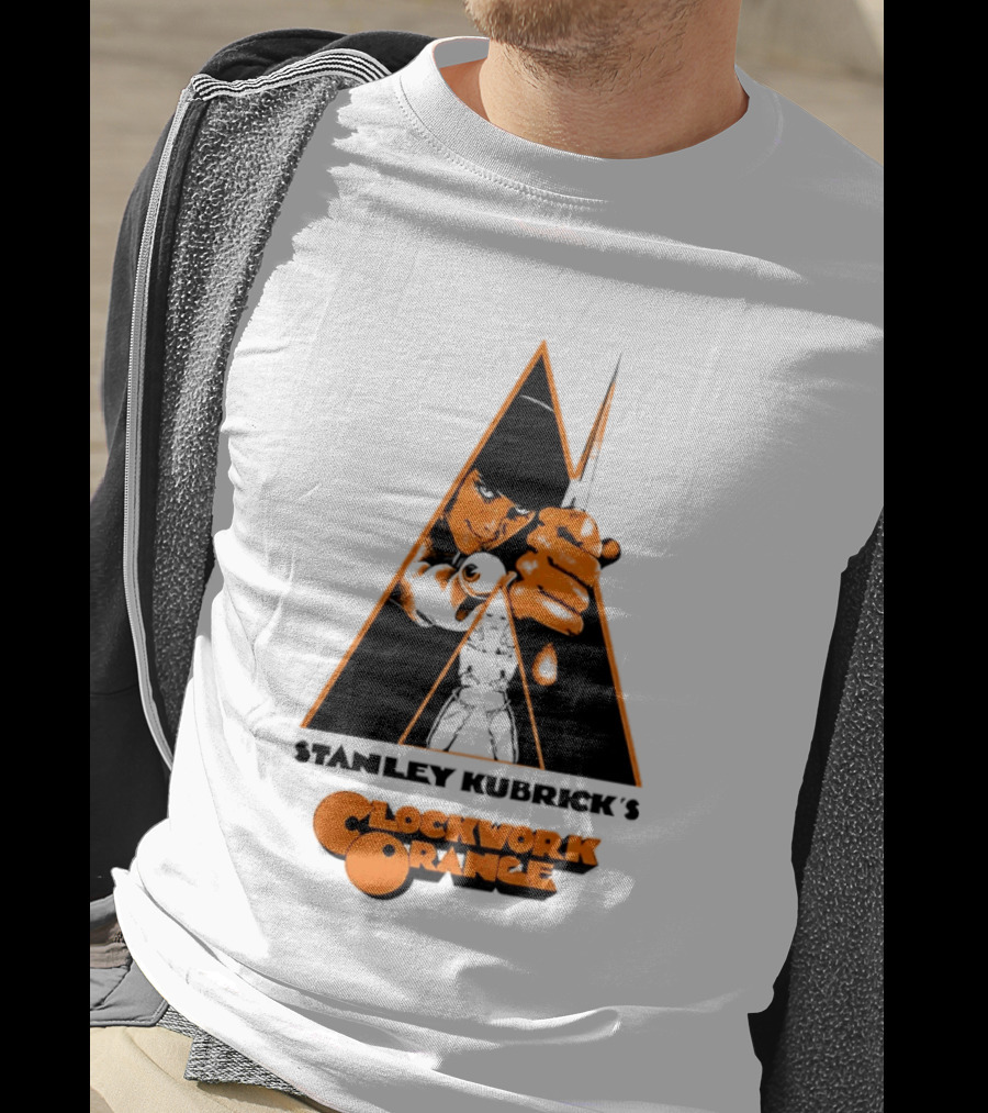 Work Orange Stanley Kubrick Iconic Image With Knife And Triangle T-Shirt