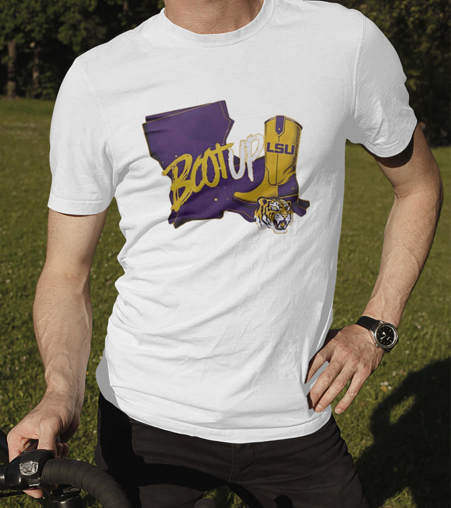 Welcome Home Coach Will Wade Boot Up LSU Tigers Louisiana Map And Boot With LSU Logo And Tiger Head T-Shirt