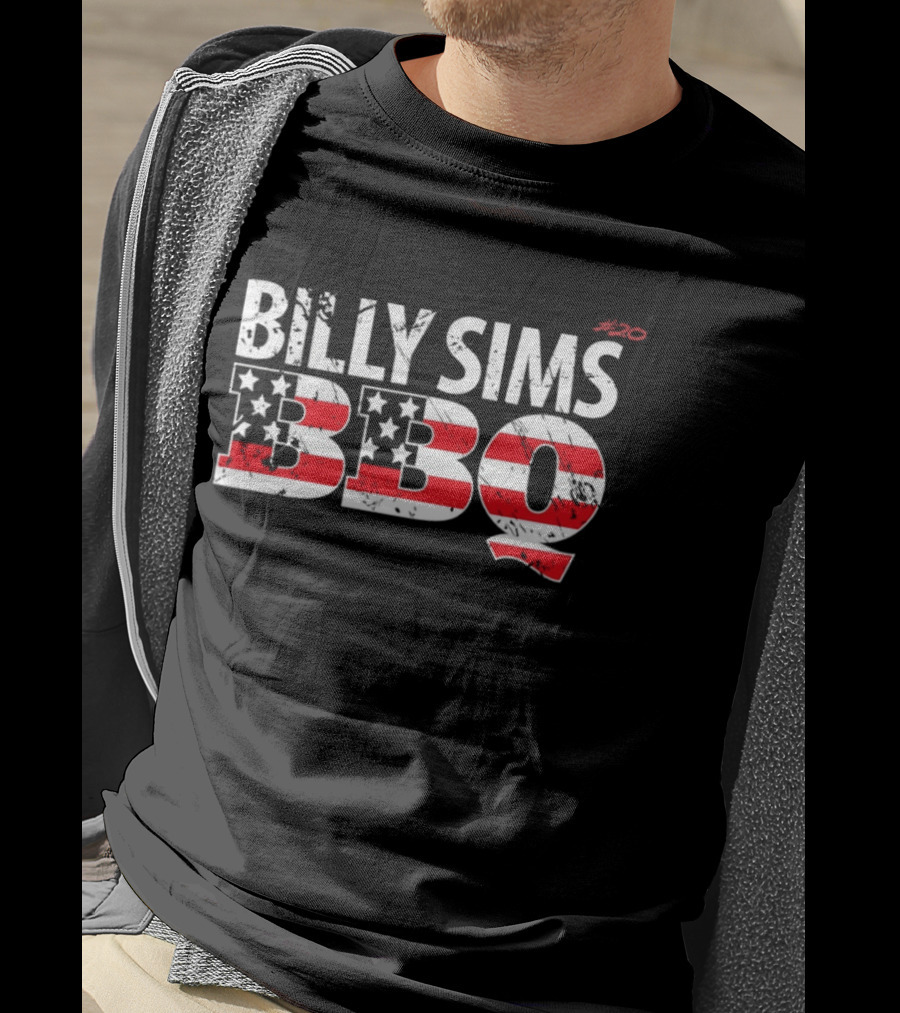 Billy Sims BBQ American Flag Stars And Stripes T-Shirt