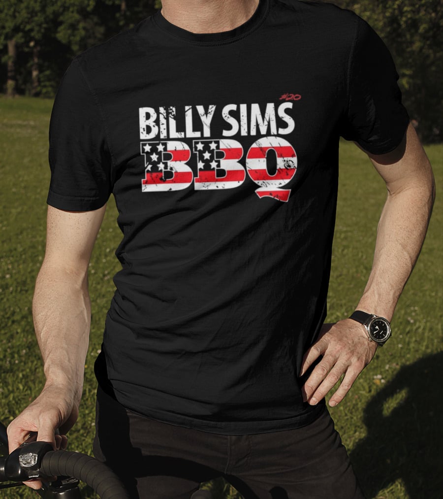 Billy Sims BBQ American Flag Stars And Stripes T-Shirt