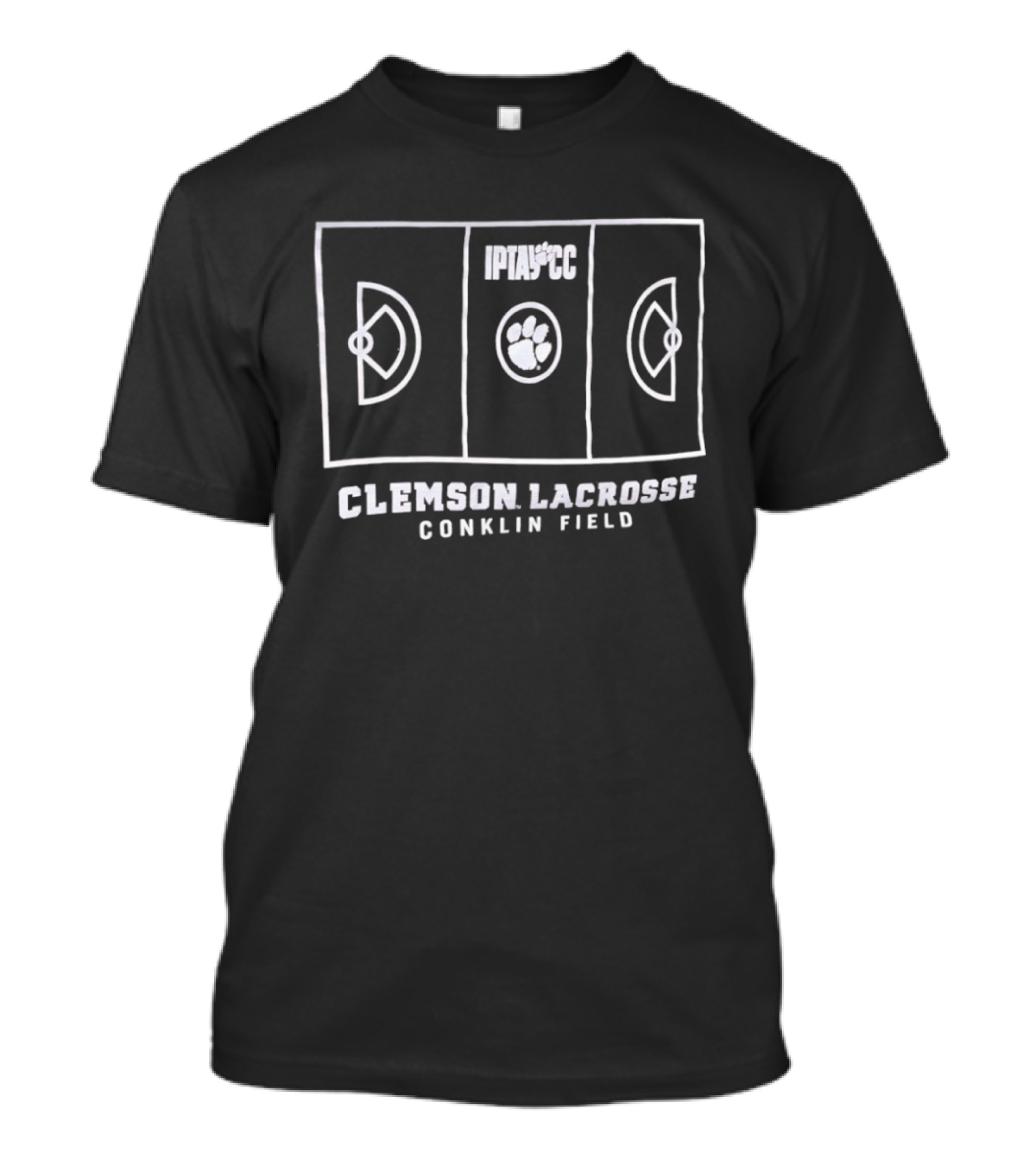 Clemson Lacrosse Conklin Field Paw Print And Field Lines T-Shirt