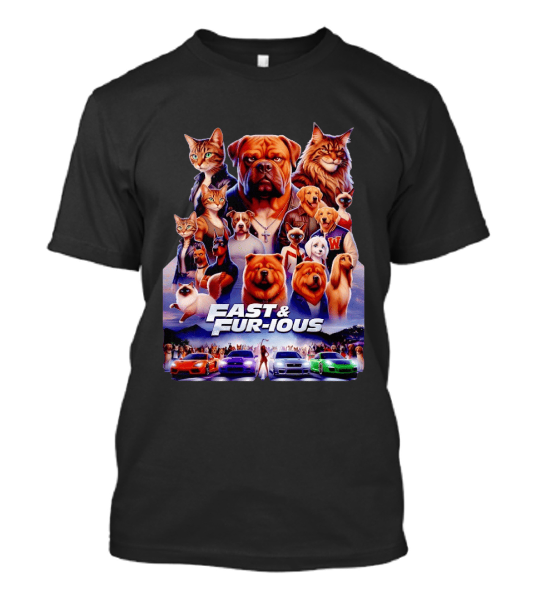 Dogs Cats Fast And Fur Ious Car Racing Pets T-Shirt