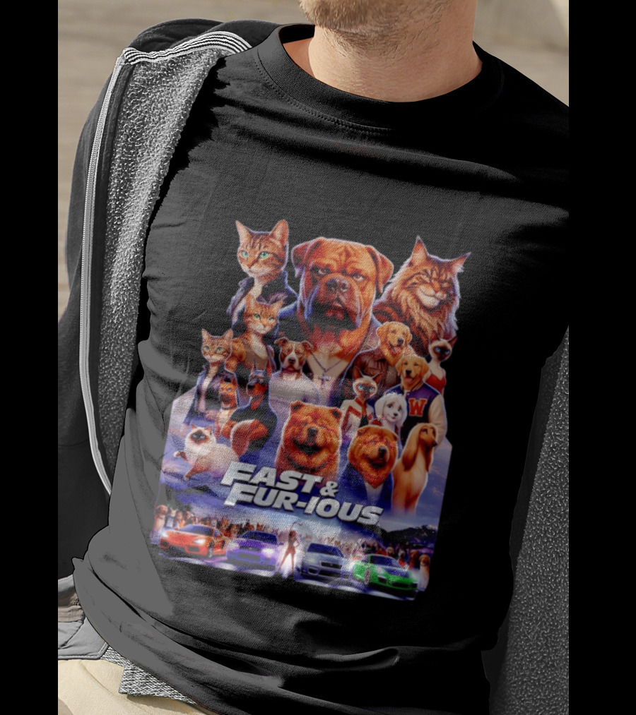 Dogs Cats Fast And Fur Ious Car Racing Pets T-Shirt