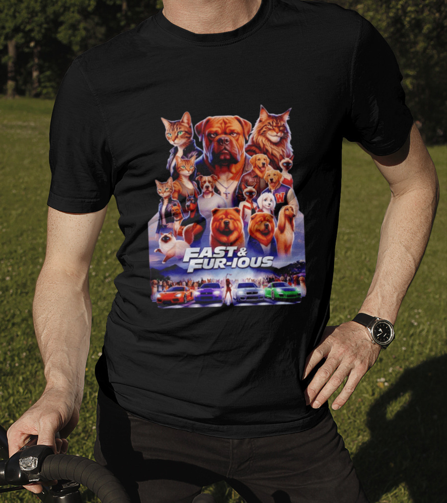 Dogs Cats Fast And Fur Ious Car Racing Pets T-Shirt