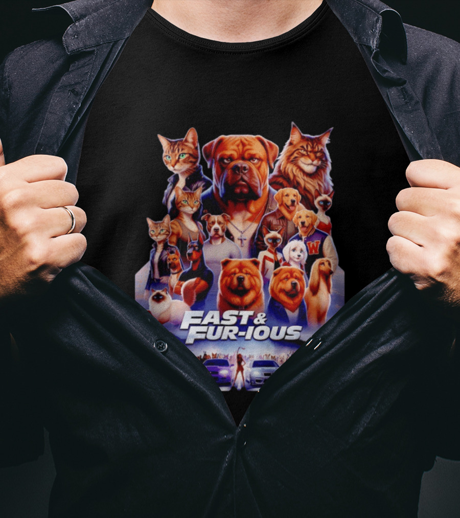 Dogs Cats Fast And Fur Ious Car Racing Pets T-Shirt