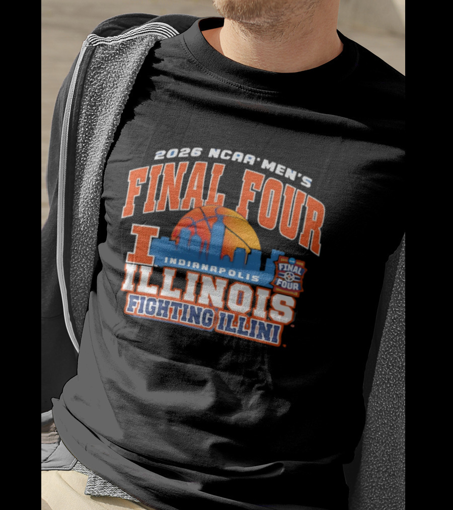 2026 NCAA Men's Final Four Indianapolis Illinois Fighting Illini Basketball Skyline T-Shirt