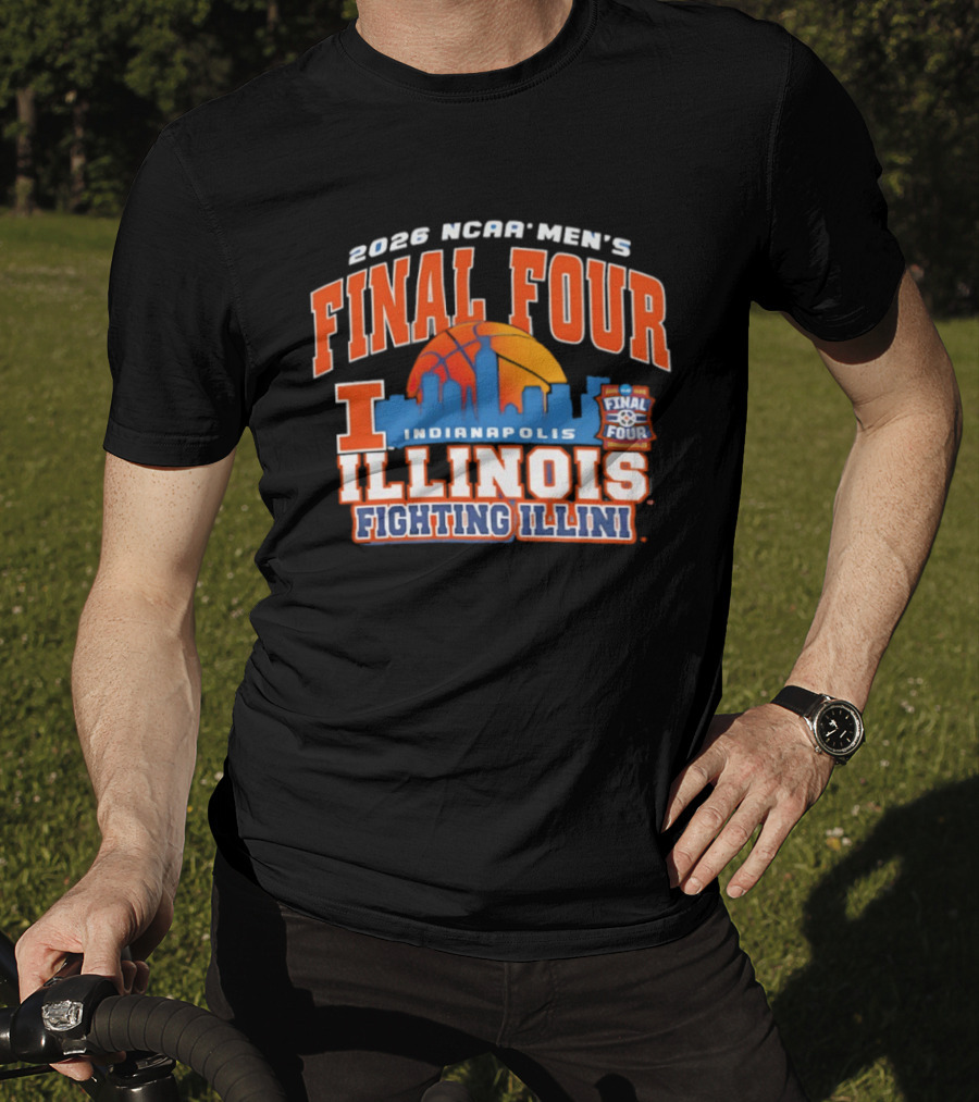 2026 NCAA Men's Final Four Indianapolis Illinois Fighting Illini Basketball Skyline T-Shirt