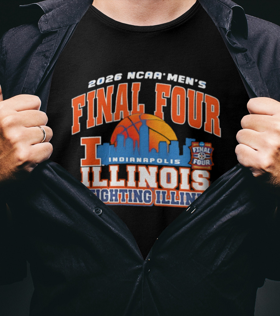 2026 NCAA Men's Final Four Indianapolis Illinois Fighting Illini Basketball Skyline T-Shirt