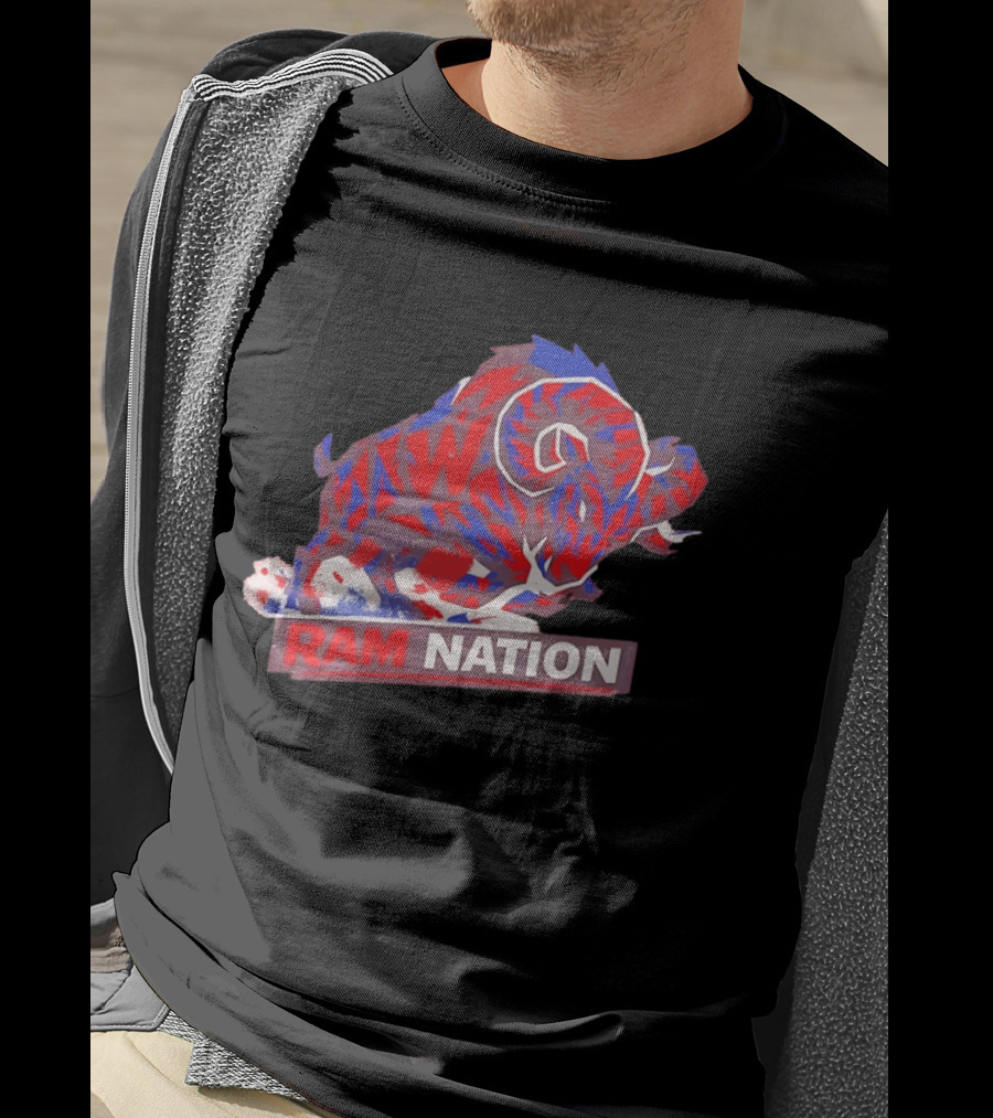 Ram Nation Red Blue Charging Ram T-Shirt