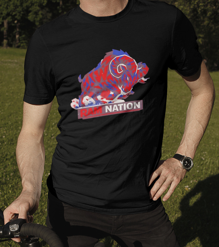 Ram Nation Red Blue Charging Ram T-Shirt